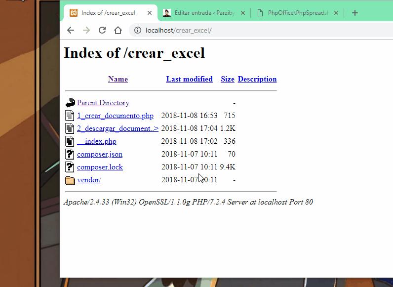 Descargar documento de Excel generado por PhpSpreadsheet